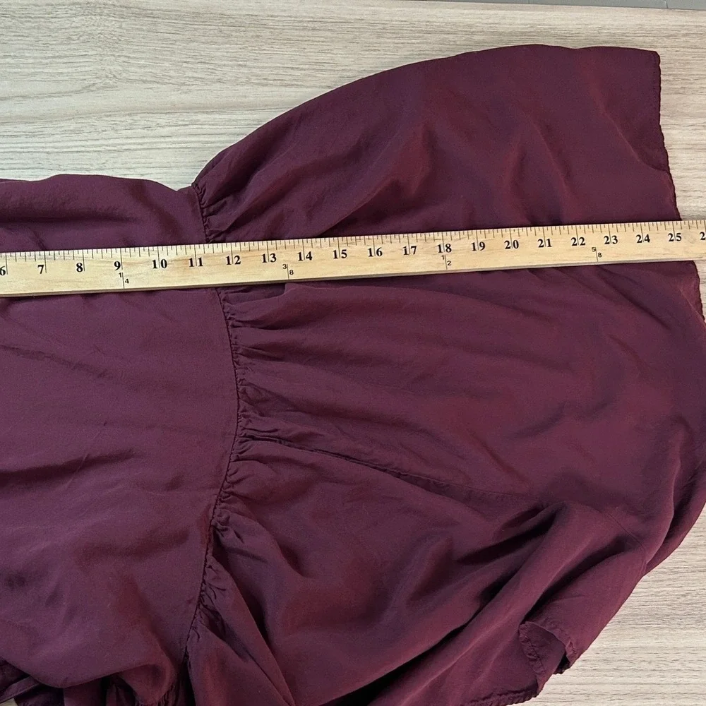 Kate Spade Dive Right In Smocked Tie Shoulder Romper Burgundy Medium‎
